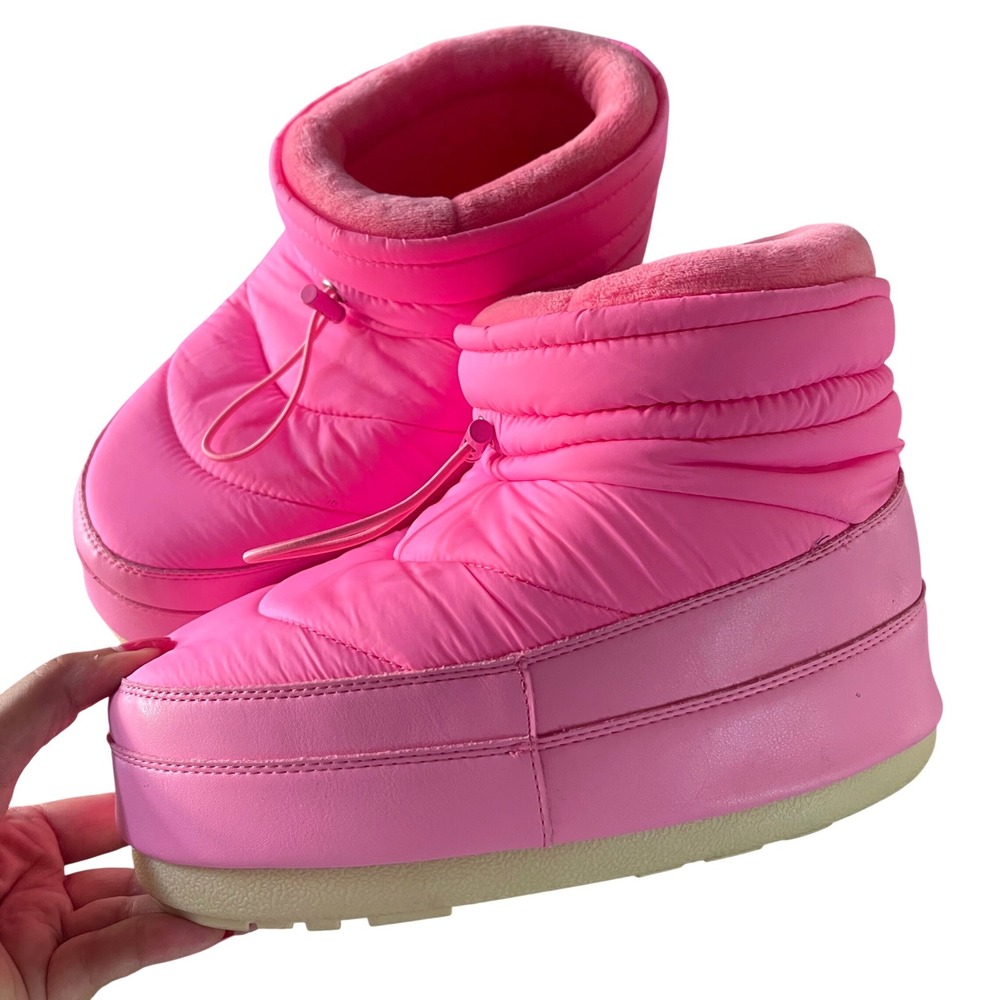 Steve Madden Mercy Puffer Boots Womens Medium Pink Barbiecore Quilted Platform